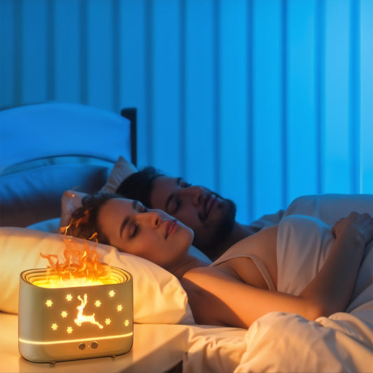300ML Sika Deer Aromatherapy Diffuser with Flame Lamp & Aroma Air Humidifier